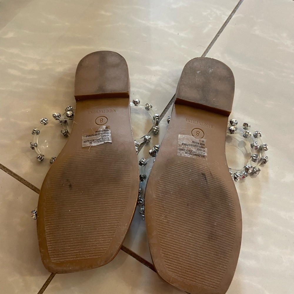 Women’s size 8 Steve Madden sandals clear rhinestone strap